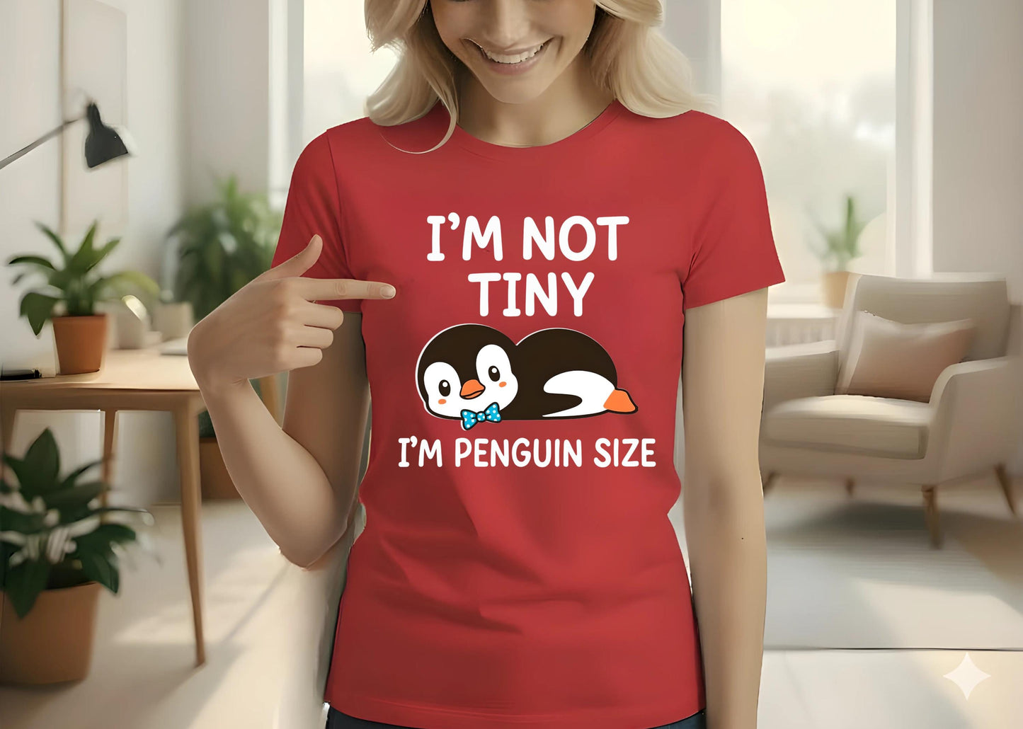Funny Penguin T Shirt Bundle Im Not Short Im Not Tiny Penguin Size Cartoon Graphic Tee Unisex Penguin Lover Gift Set Animal Top For Him Her