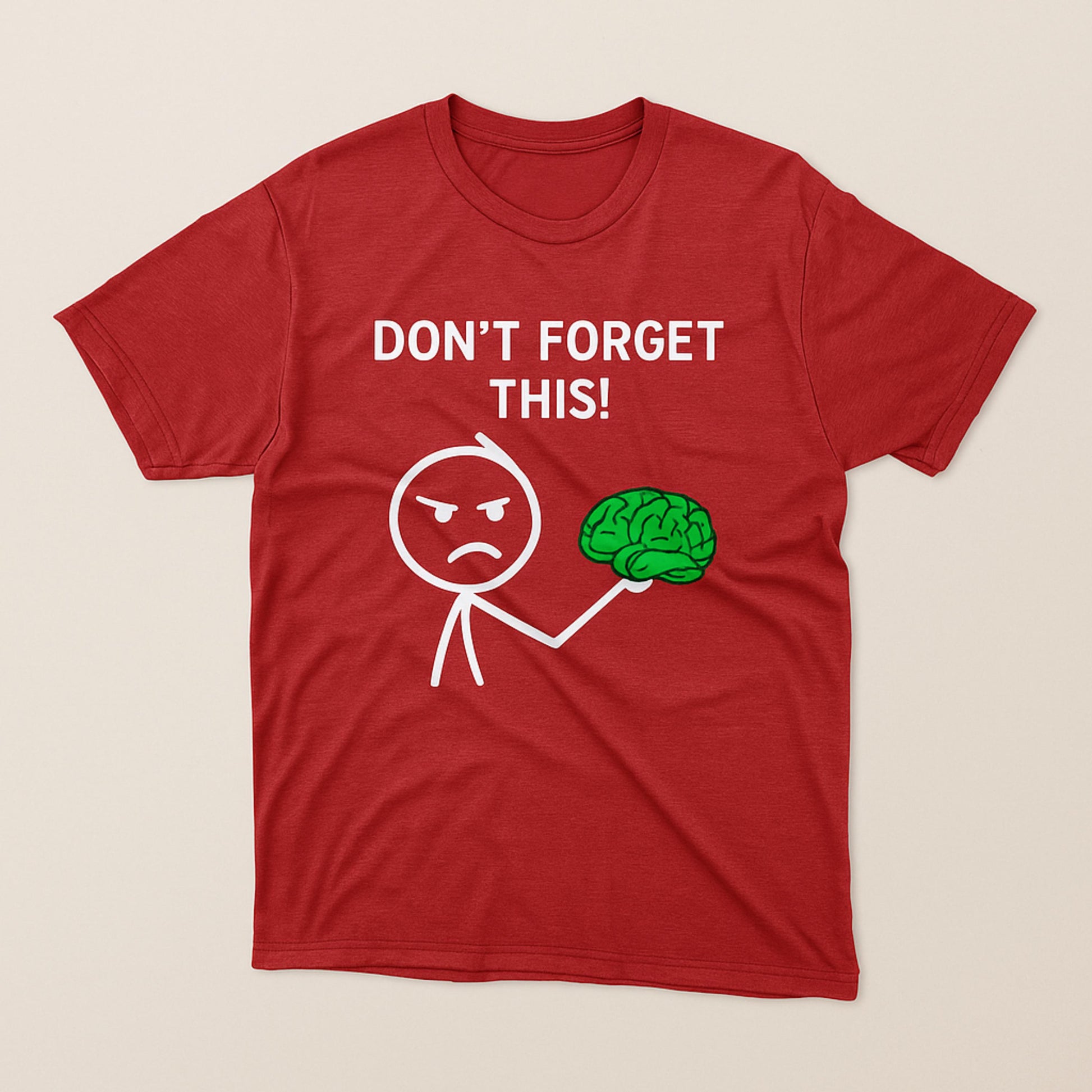 Dont Forget Funny Brain T Shirt Unisex Graphic Tee Stick Figure Cartoon Design Psychology Shirt Geek Nerd Top Smart Gift For Friends Him Her