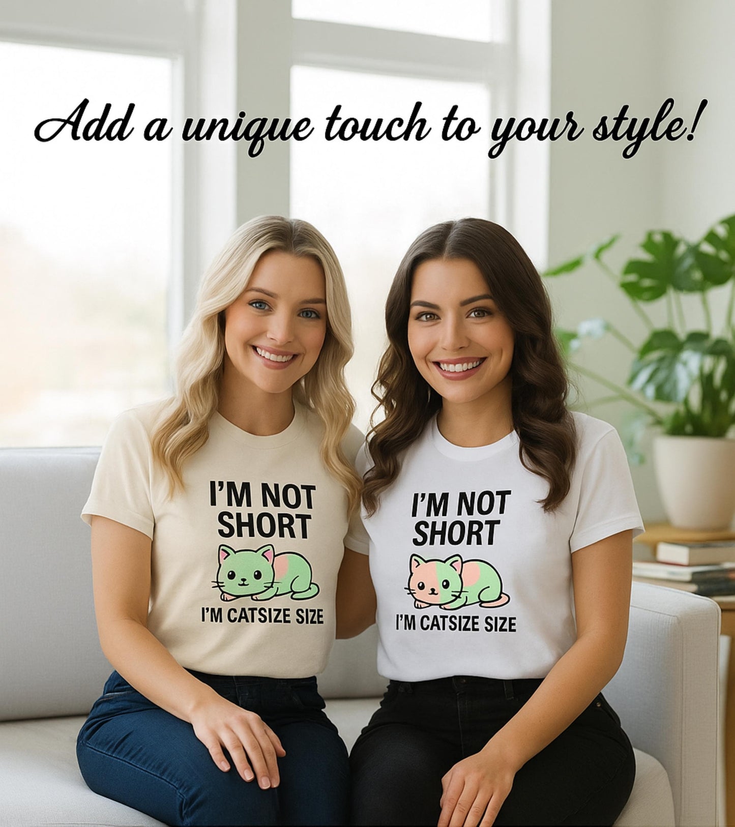 Funny Cat T Shirt Im Not Short Im Catsize Size Cute Kitty Cartoon Graphic Tee White Unisex Humor Gift For Cat Lovers Cat Mom Dad Shirt