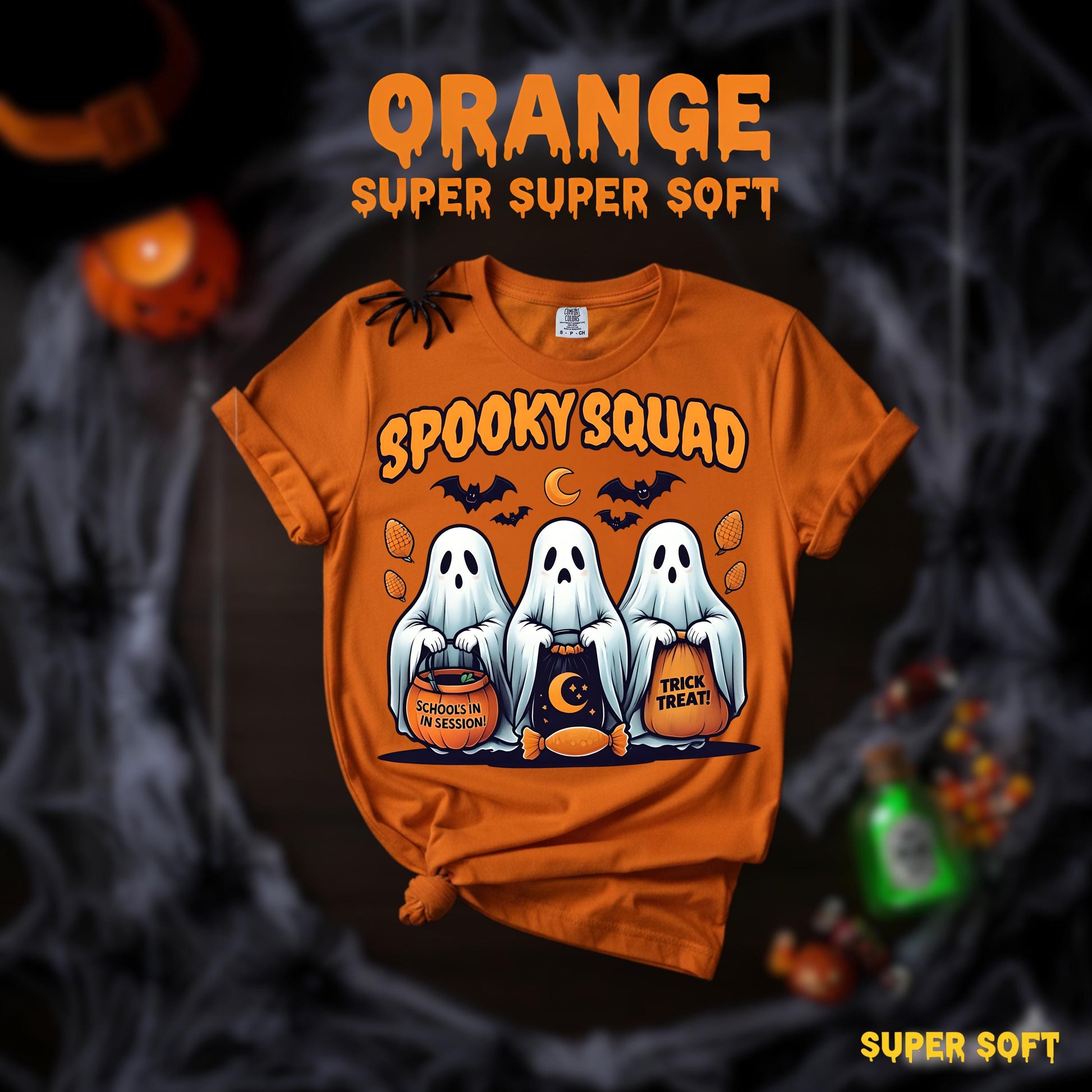 Halloween Ghost T Shirt Spooky Squad Funny Trick Or Treat Graphic Tee Cute Kawaii Ghosts Costume Shirt Unisex Spooky Season Gift Idea