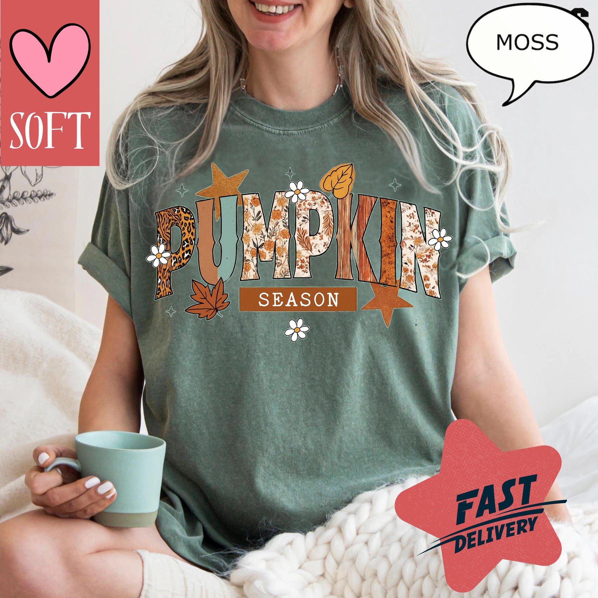 Comfort Colors® Pumpkin Season Shirt Retro Fall Graphic Tee Vintage Autumn Leaves T Shirt Cozy Thanksgiving Outfit For Women And Men
