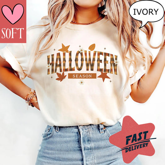 Comfort Colors® Halloween Celebration Shirt Retro Vintage Fall Tee Autumn Graphic T-Shirt Spooky Season Outfit for October Parties