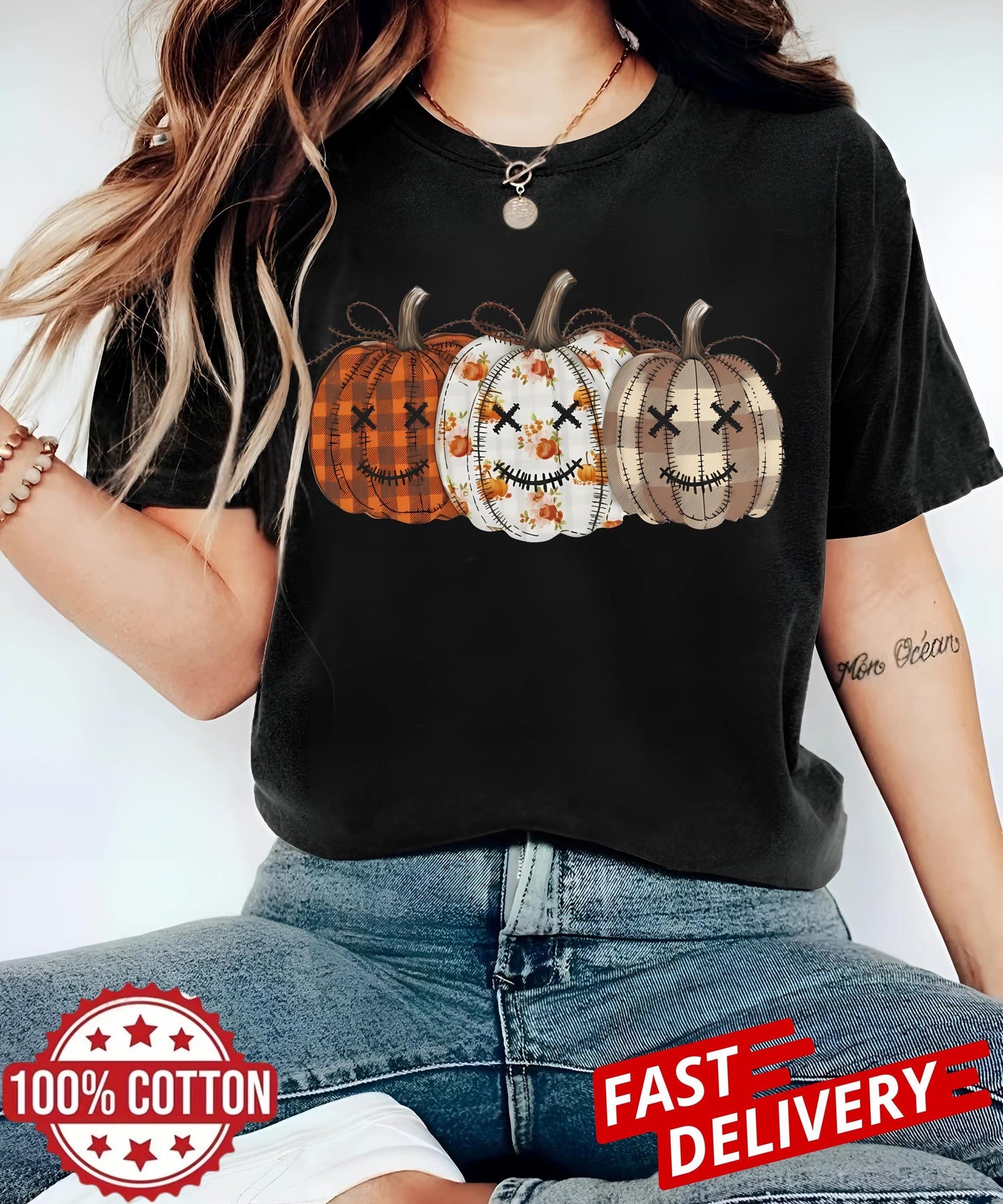 Comfort Colors® Pumpkin Shirt, Fall T Shirt, Autumn Thanksgiving Tee, Vintage Checkered Pumpkin Top, Cozy Cotton Outfit for Women Men