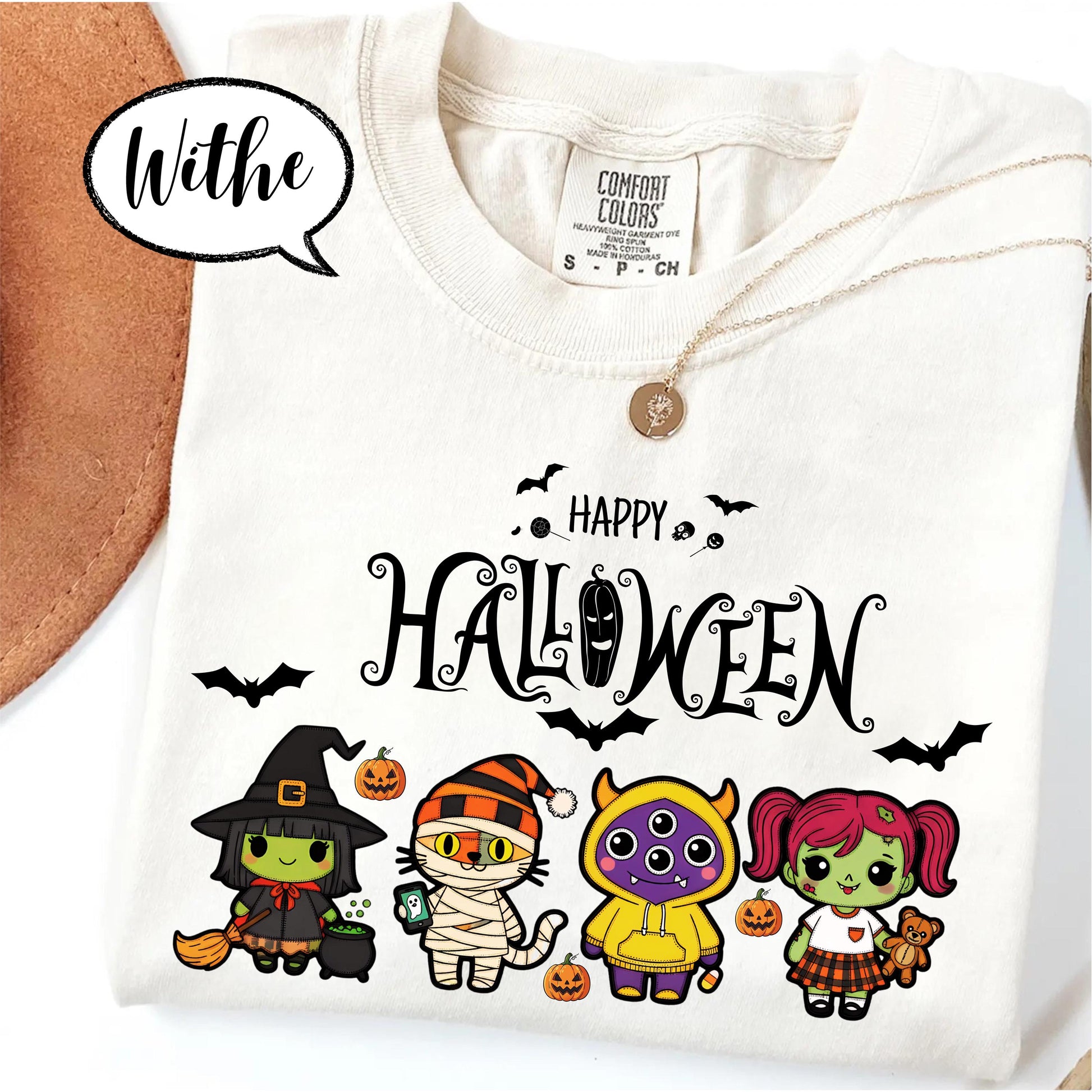 Happy Halloween Shirt, Spooky Season Tee, Cute Cartoon Witch and Mummy Top, Pumpkin Trick or Treat Shirt, Fall Graphic Tee Unisex