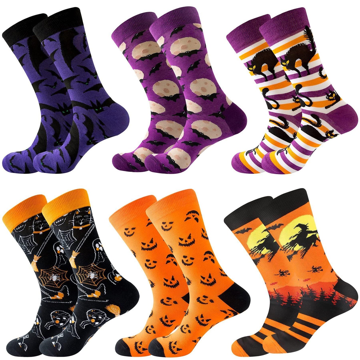 6 Pairs Halloween Christmas Socks For Men Women Girls Funny Xmas Socks Santa Claus Elk Cotton Sock Set-Cannot Be Listed On Amazon Platform