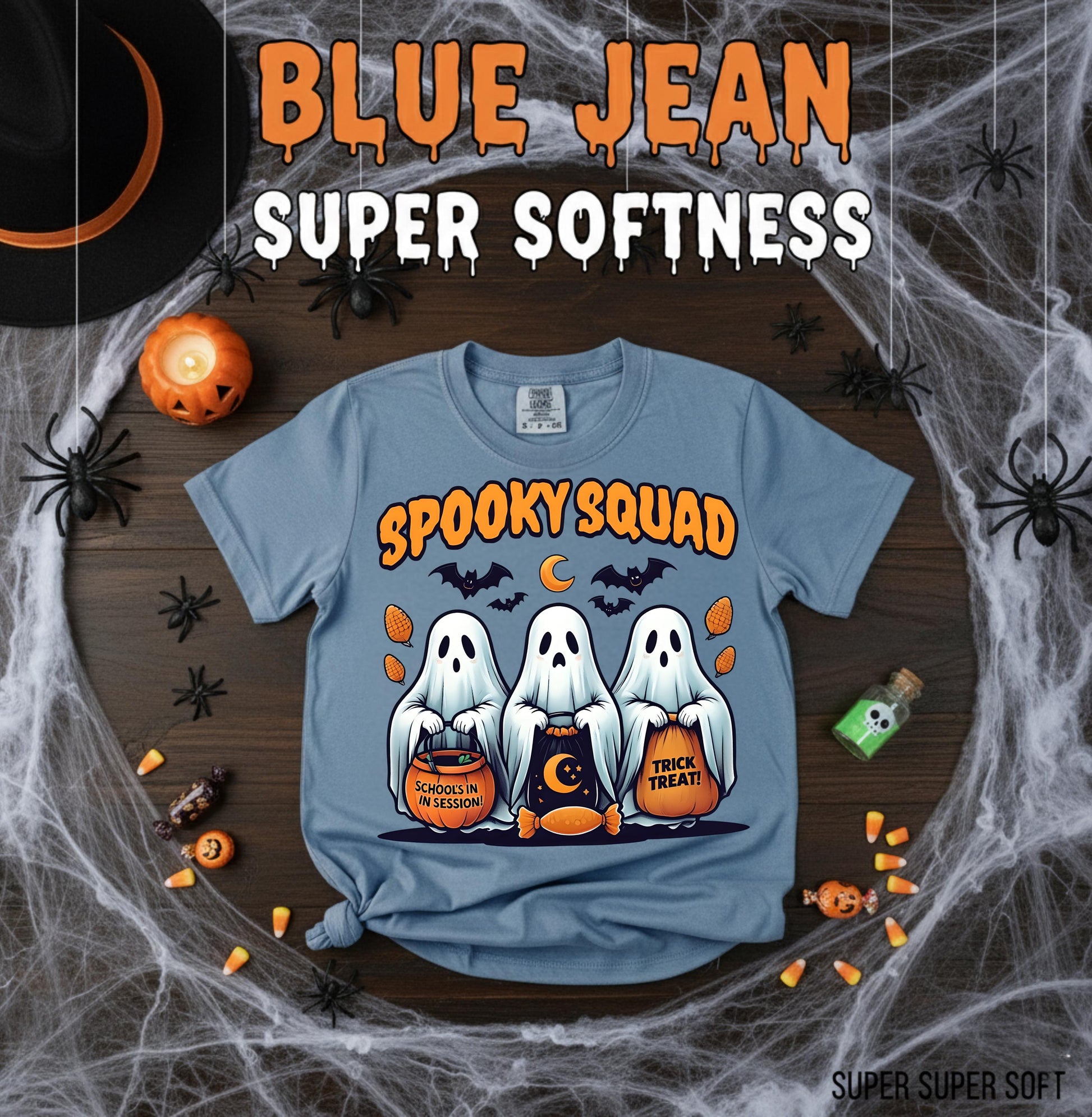 Halloween Ghost T Shirt Spooky Squad Funny Trick Or Treat Graphic Tee Cute Kawaii Ghosts Costume Shirt Unisex Spooky Season Gift Idea