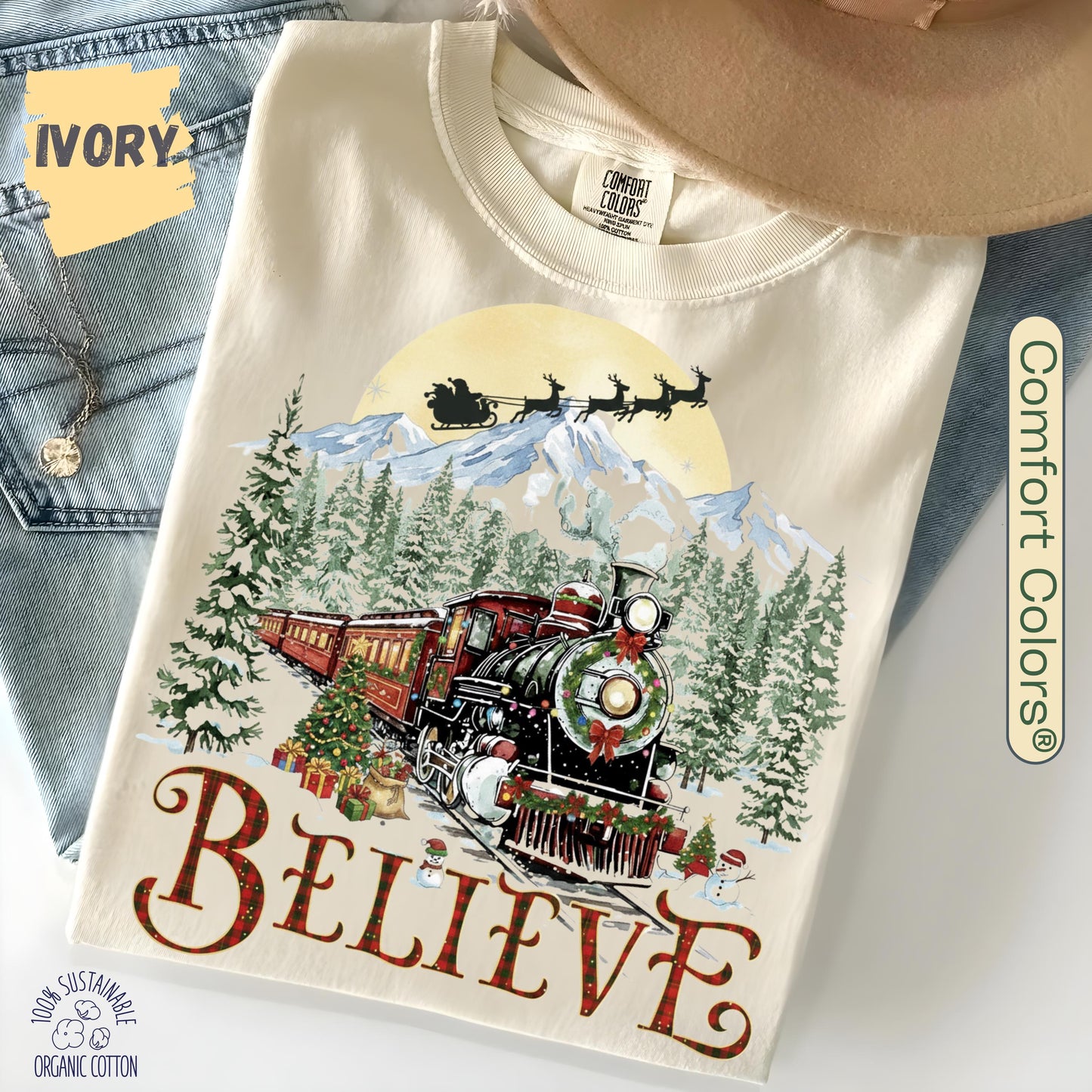 Polar Express T-shirt, Believe in Christmas Sweatshirt, Holiday Gift Ideas, All Aboard Hoodie Xmas, Merry Christmas Tee