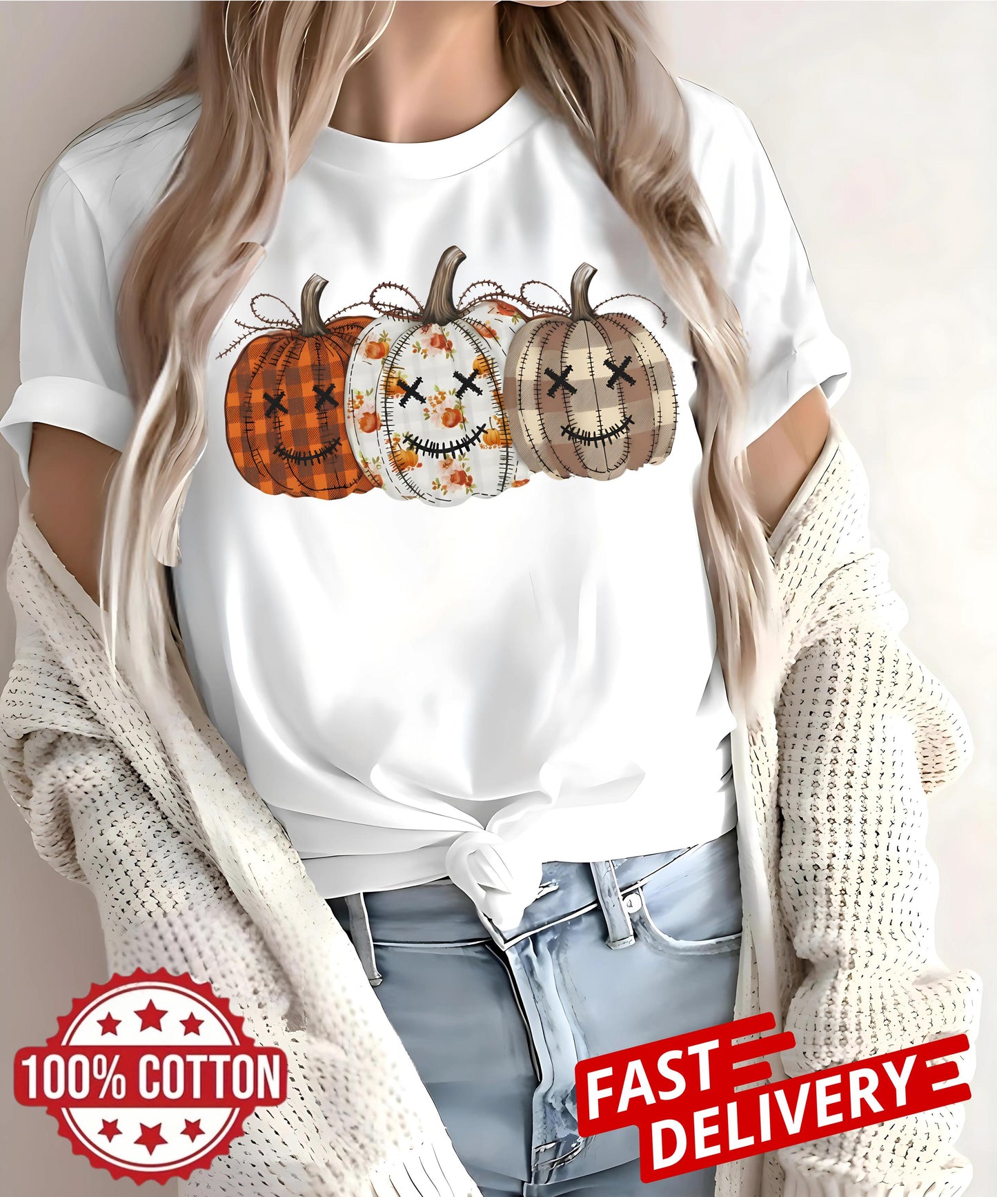 Comfort Colors® Fall Pumpkin T-Shirt, Autumn Fall Shirt, Thanksgiving Shirt, Pumpkins Shirt, Checkered Pumpkin Shirt