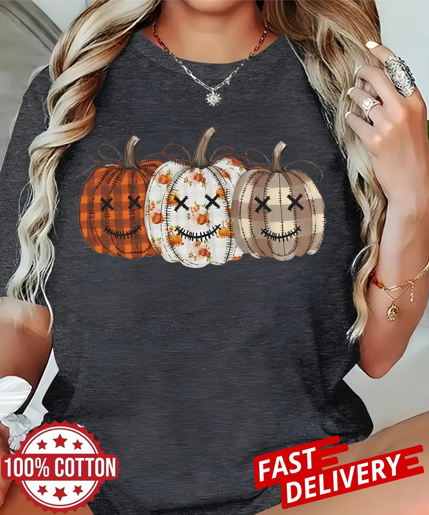 Comfort Colors® Fall Pumpkin T-Shirt, Autumn Fall Shirt, Thanksgiving Shirt, Pumpkins Shirt, Checkered Pumpkin Shirt