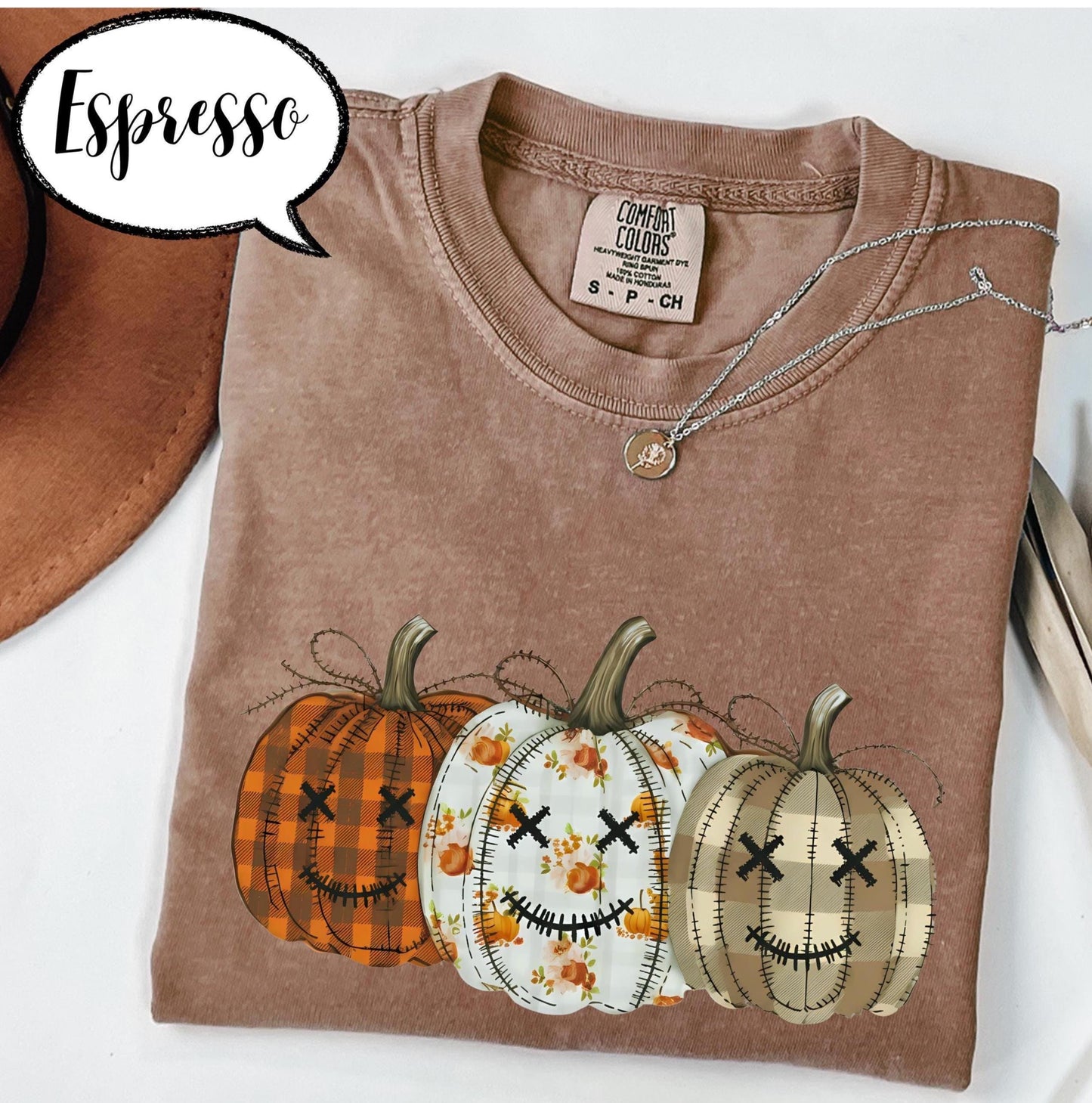 Comfort Colors® Fall Pumpkin T-Shirt, Autumn Fall Shirt, Thanksgiving Shirt, Pumpkins Shirt, Checkered Pumpkin Shirt