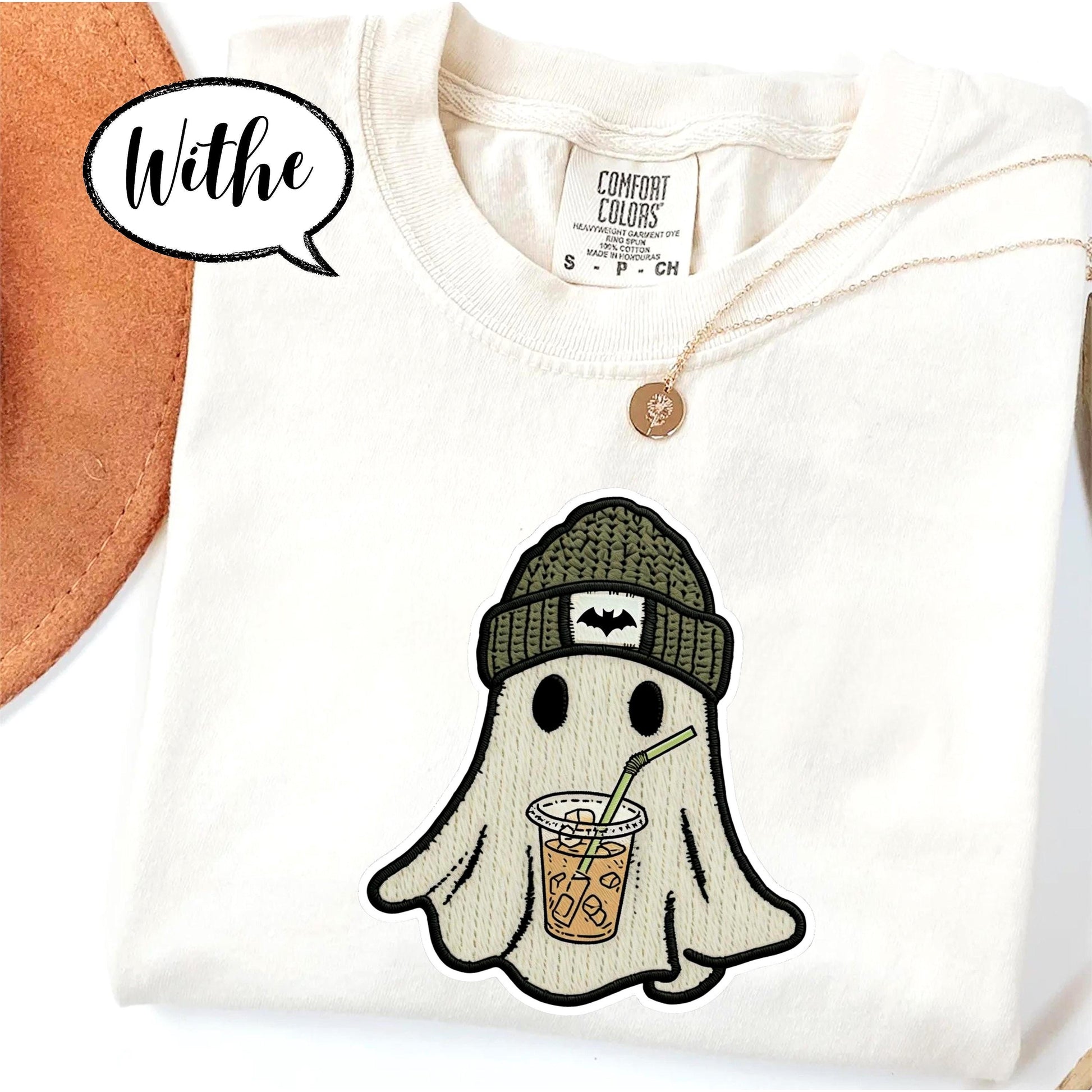 Comfort Colors® Coffee Halloween Shirt, Cute Ghost T Shirt, Spooky Season Tee, Iced Coffee Lover Top, Cozy Fall Graphic Shirt Unisex