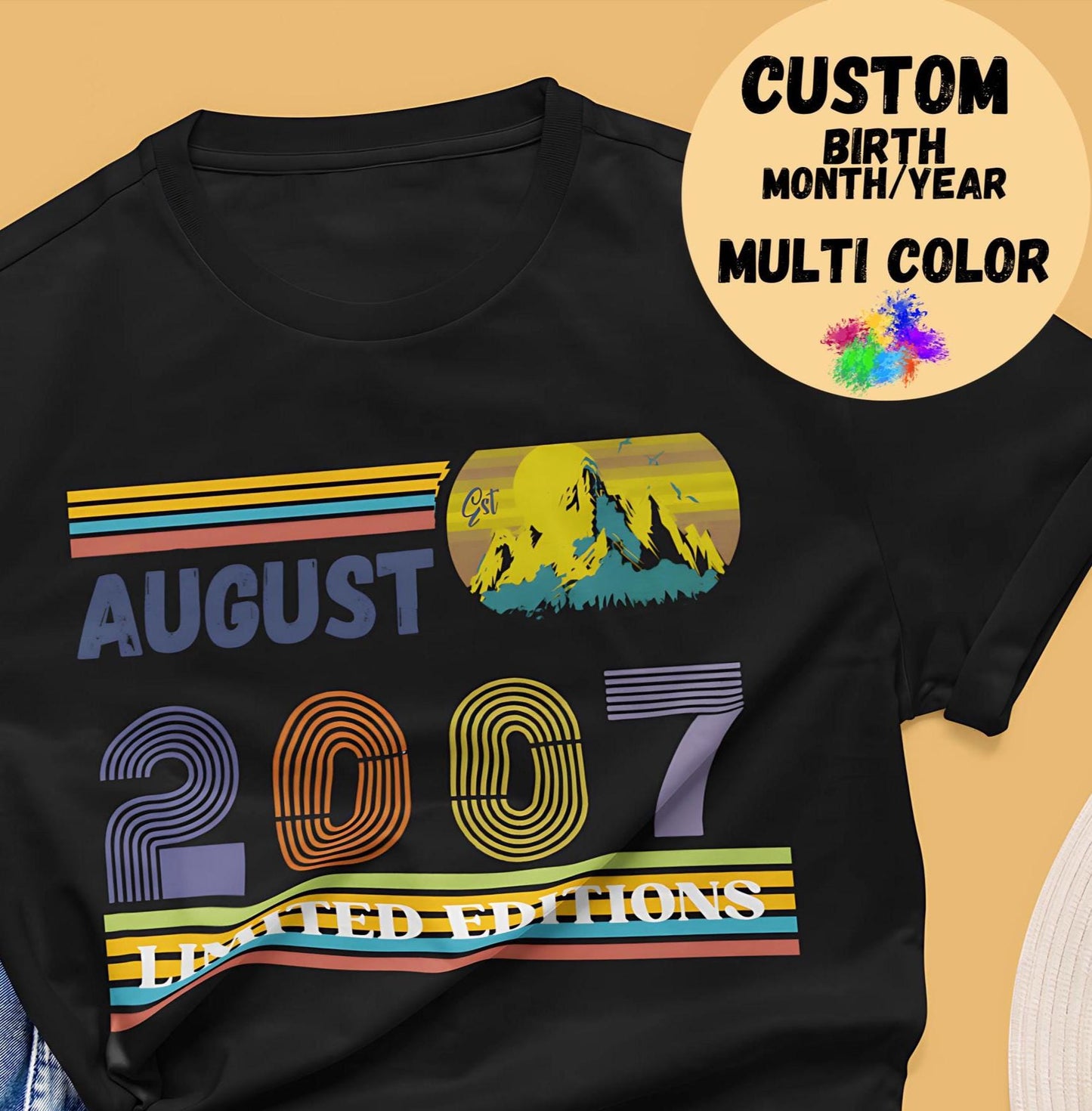 2007 Birthday T-Shirt – 18th Birthday Gift – Born in June 2007 Tee – Vintage Style Unisex Shirt