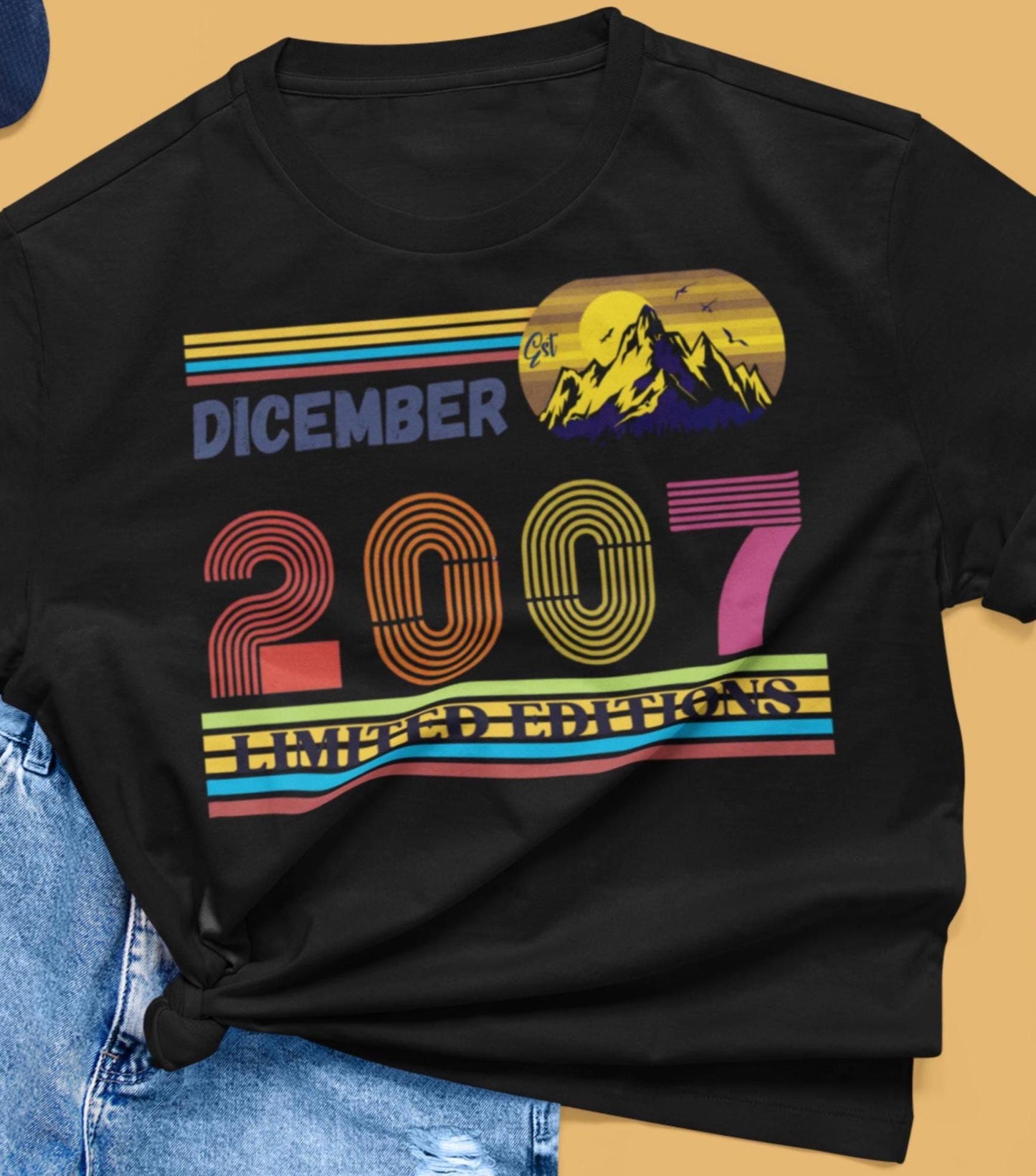 2007 Birthday T-Shirt – 18th Birthday Gift – Born in June 2007 Tee – Vintage Style Unisex Shirt