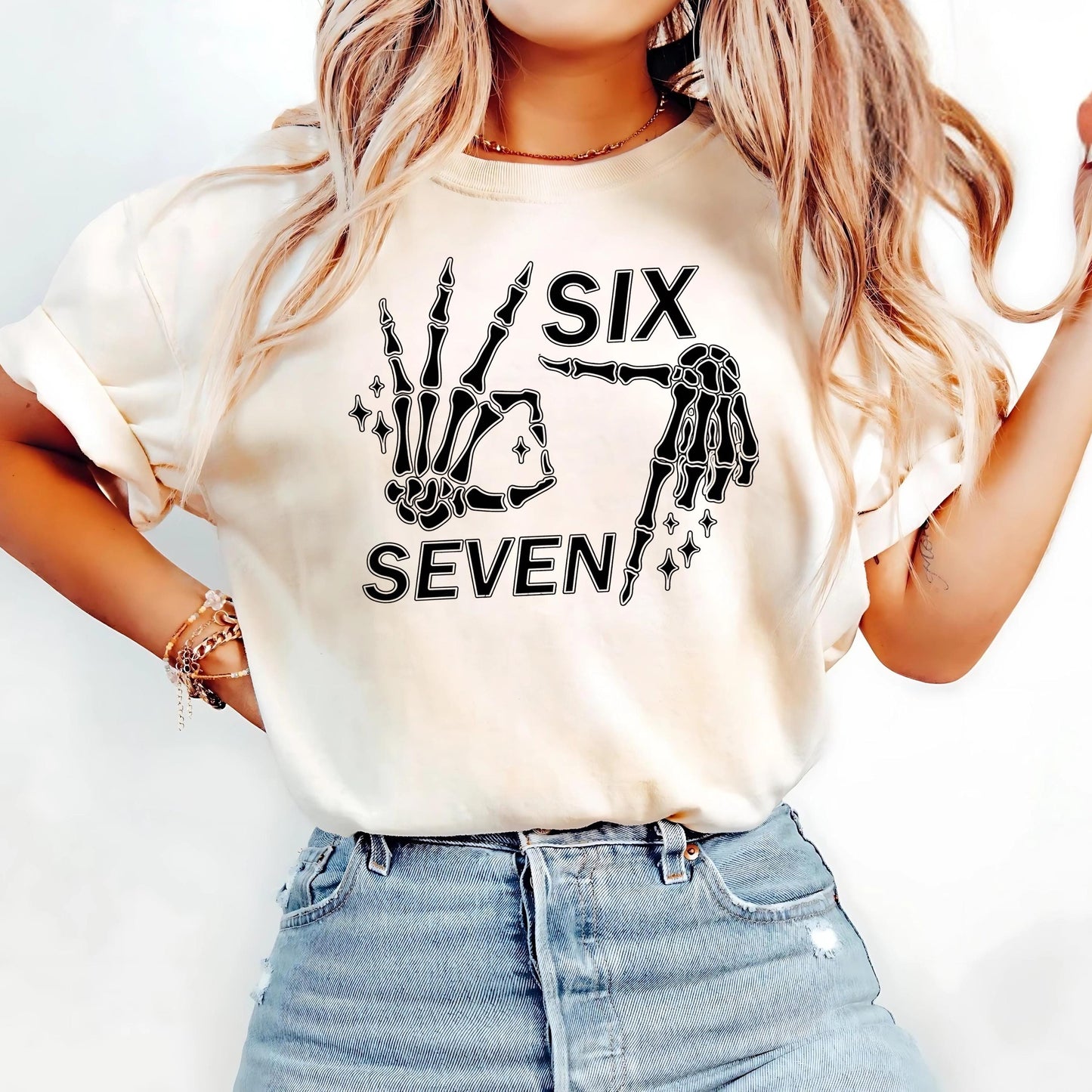 Comfort Colors® 6 7 Meme Shirt, Funny Skeleton Hands Tee, Halloween Couples Shirt, Trendy Shirt, Six Seven T-shirt, 67 Couples Tee