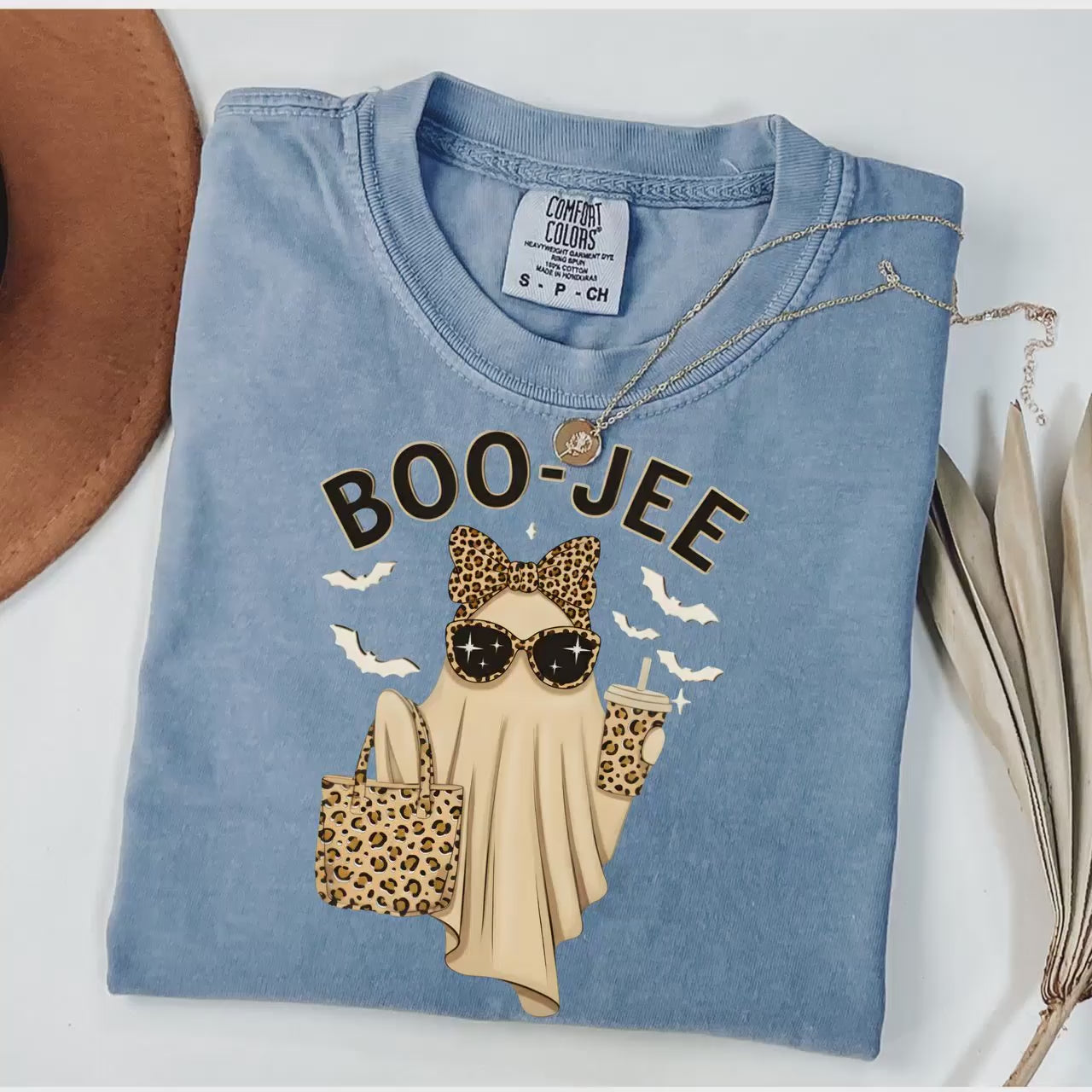 Comfort Colors® Boo-Jee Ghost Shirt, Leopard Ghost Tee, Ghost Coffee Shirt, Funny Fall Shirt, Ghost Tee, Girly Halloween Gift, Boojee Shirt